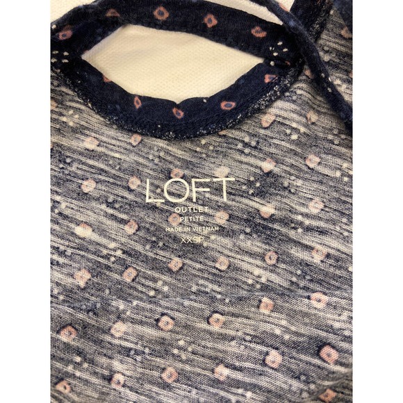 Scoopneck tank top with mini print navy blue Cross back - Picture 4 of 5